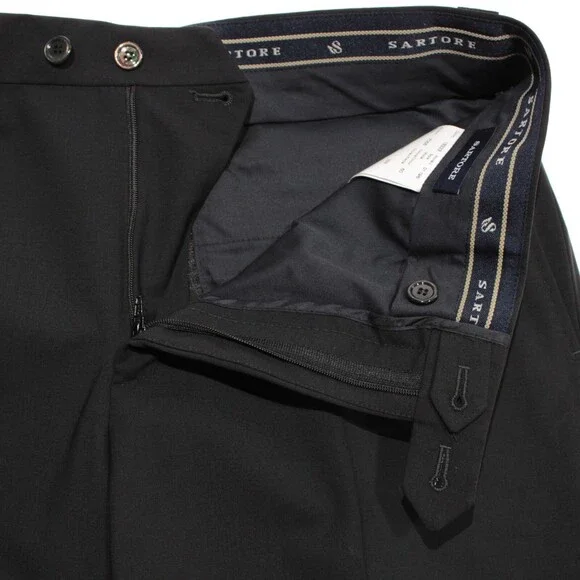 Sartore NWT Dress Pants Size 33 US Antonio in Solid Black Wool Blend